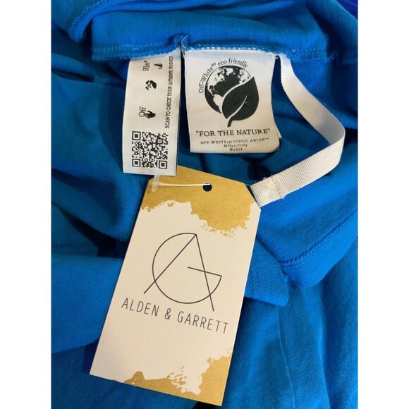 OFF-WHITE c/o Virgil Abloh Blue Scribble Logo Short Sleeve T-Shirt Size Large - Picture 6 of 6